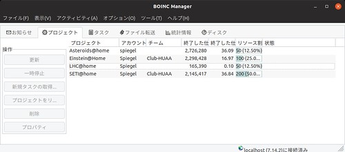 OS 移行のため中断していたが BOINC による学術分散コンピューティング・プロジェクトの活動を再開した