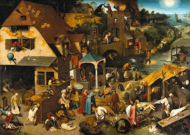 Pieter Brueghel the Elder - The Dutch Proverbs - Google Art Project - ネーデルラントの諺 - Wikipedia (Public Domain)