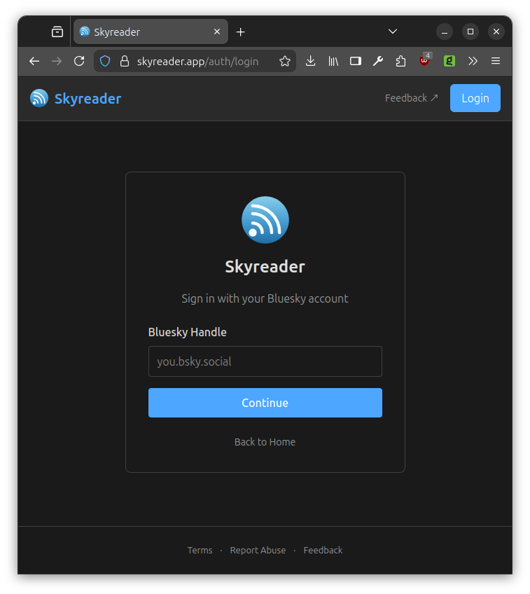 Skyreader: login
