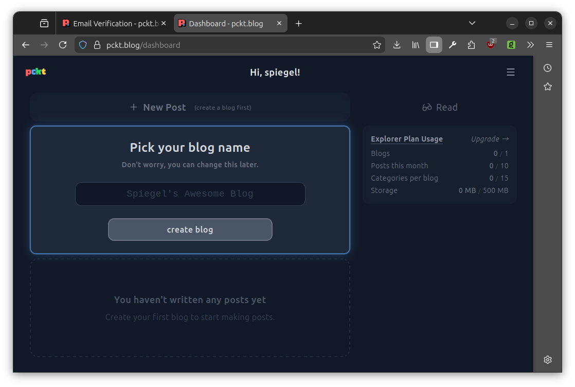 Dashboard - pckt.blog