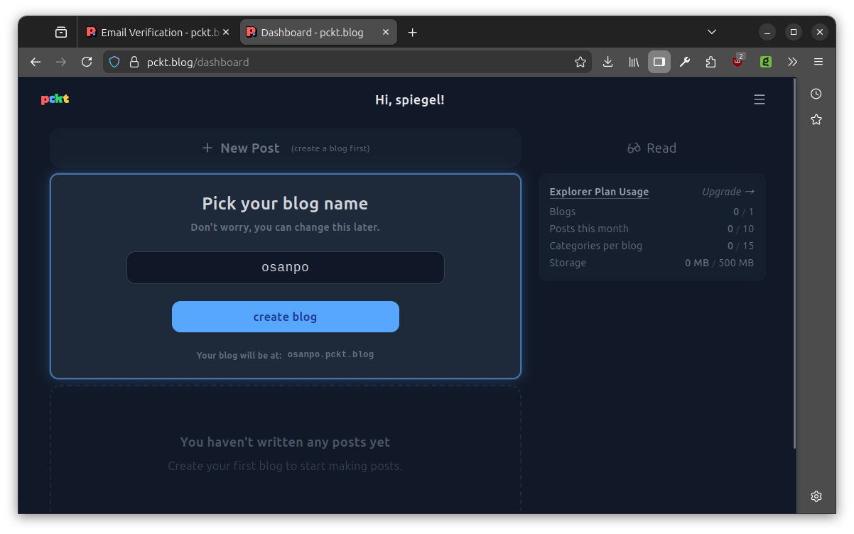 Dashboard - pckt.blog