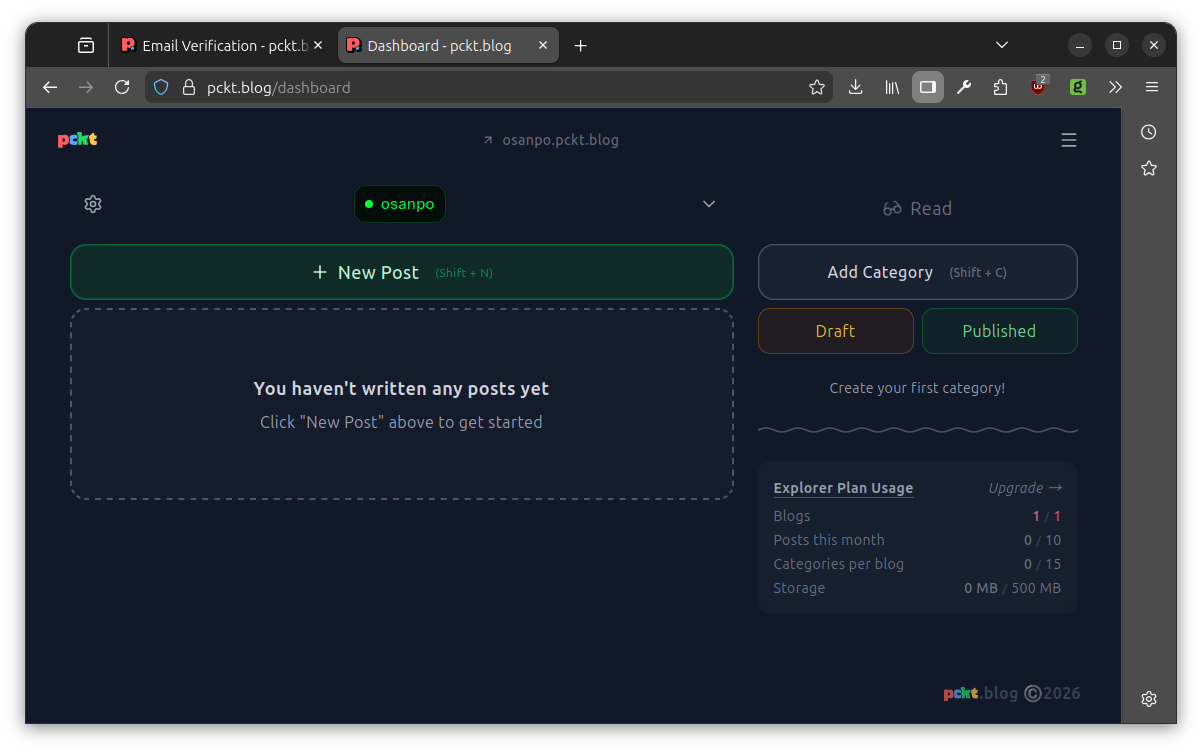 Dashboard - pckt.blog