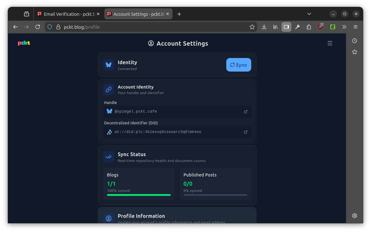 Account Settings - pckt.blog