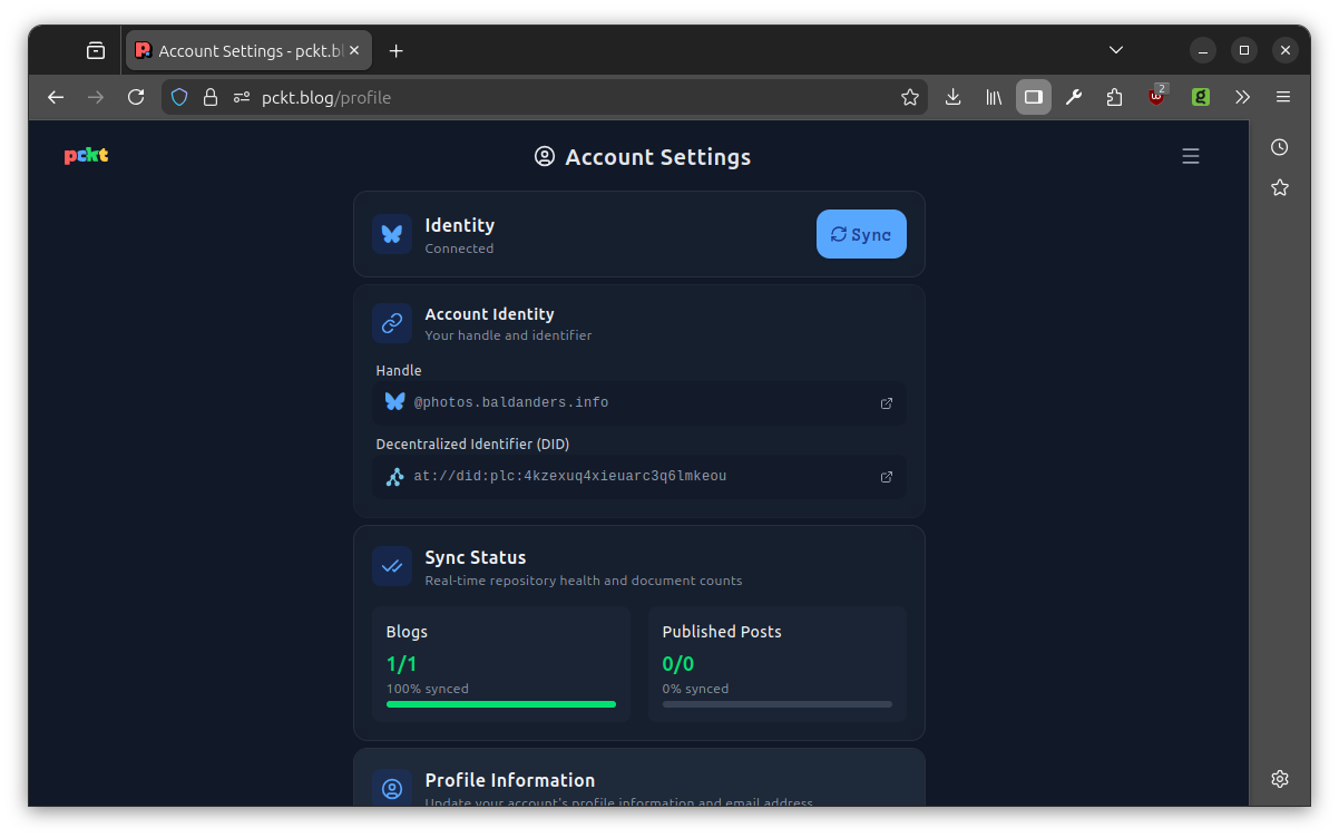 Account Settings - pckt.blog