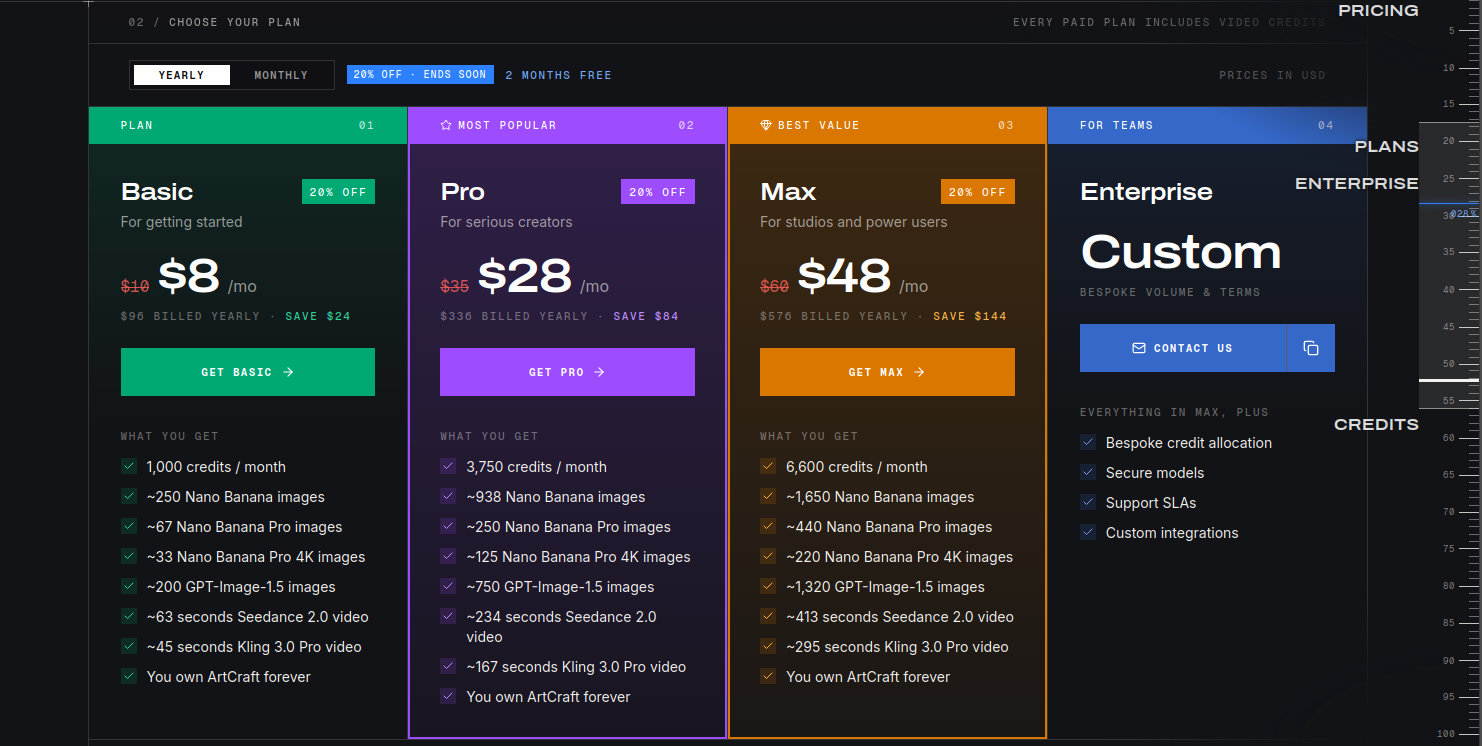 Pricing — ArtCraft